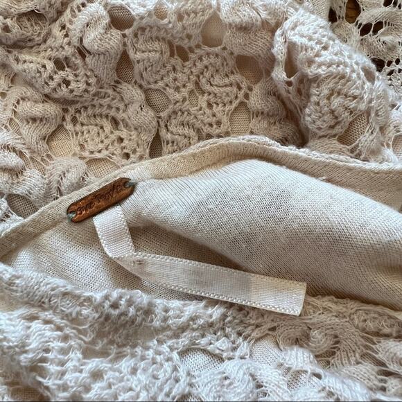 Free People Crochet Bell Sleeve Mini Dress in Cream - Picture 8 of 11